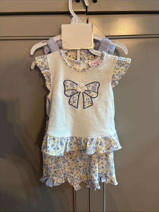 Little Lass Other - NWT Baby Girls White & Yellow Floral Bow Romper 4 Piece Set 18M